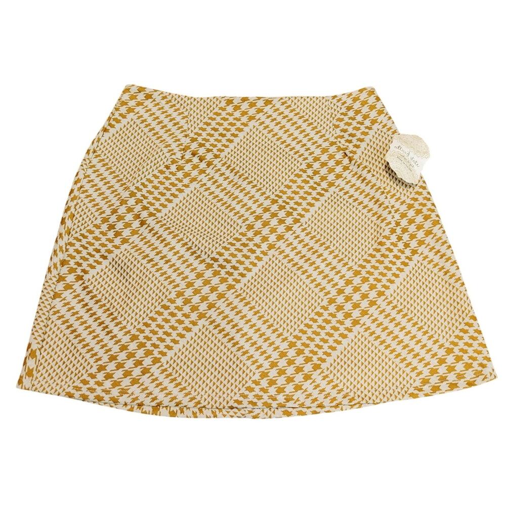 NWT Altar'd State Mini Skirt Geo Print High Rise Yellow USA Made Womens Large